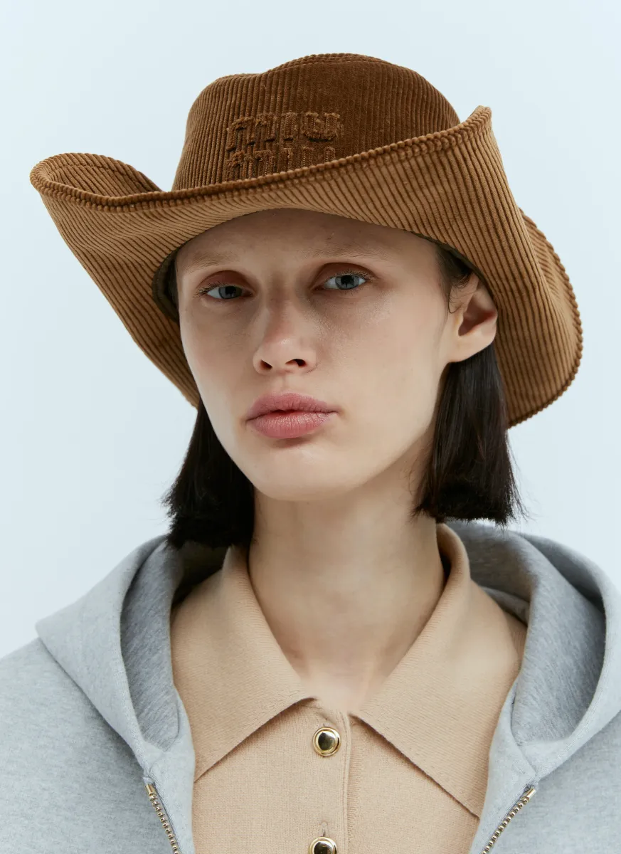 Embossed Logo Corduroy Hat