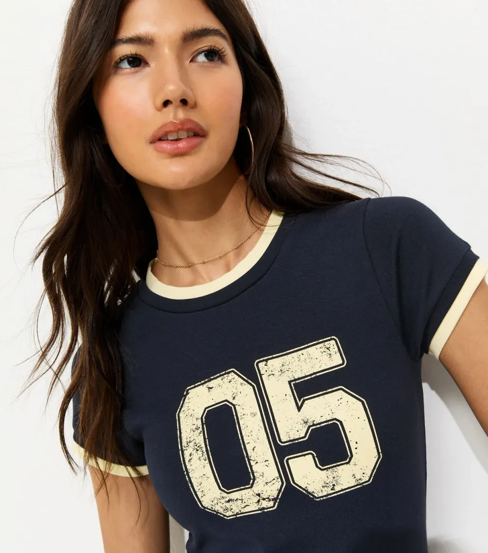Women's Navy 05 Graphic 2 in 1 Baby Tee