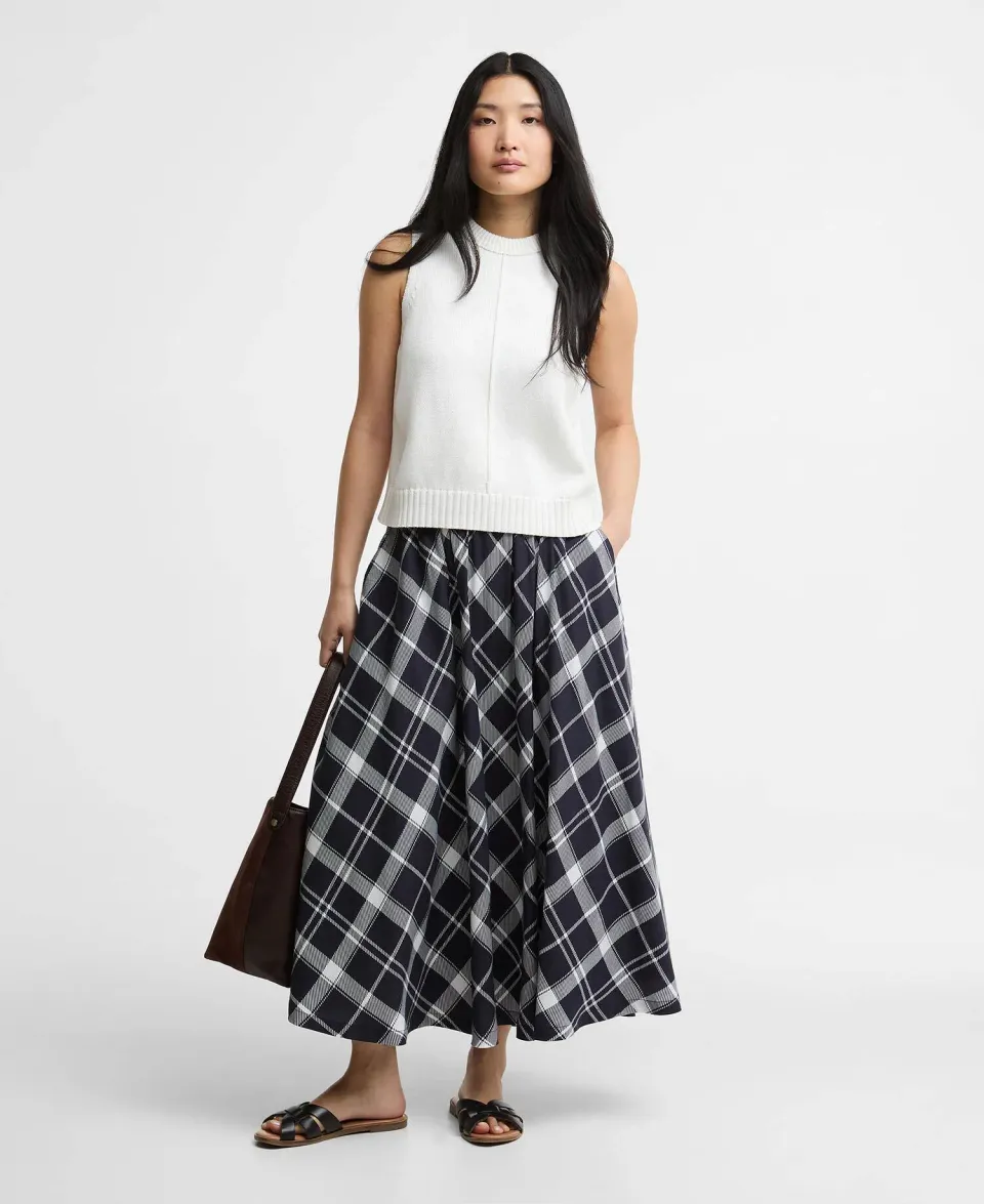 Baiton Tartan Midi Skirt