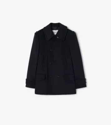 Wool Cashmere Pea Coat in Navy