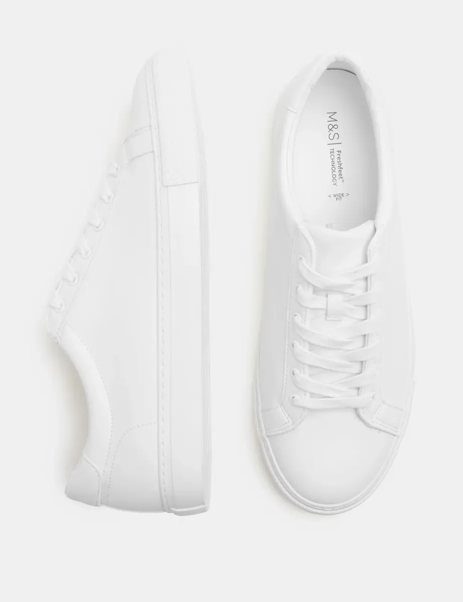 Wide Fit Lace Up Trainers White
