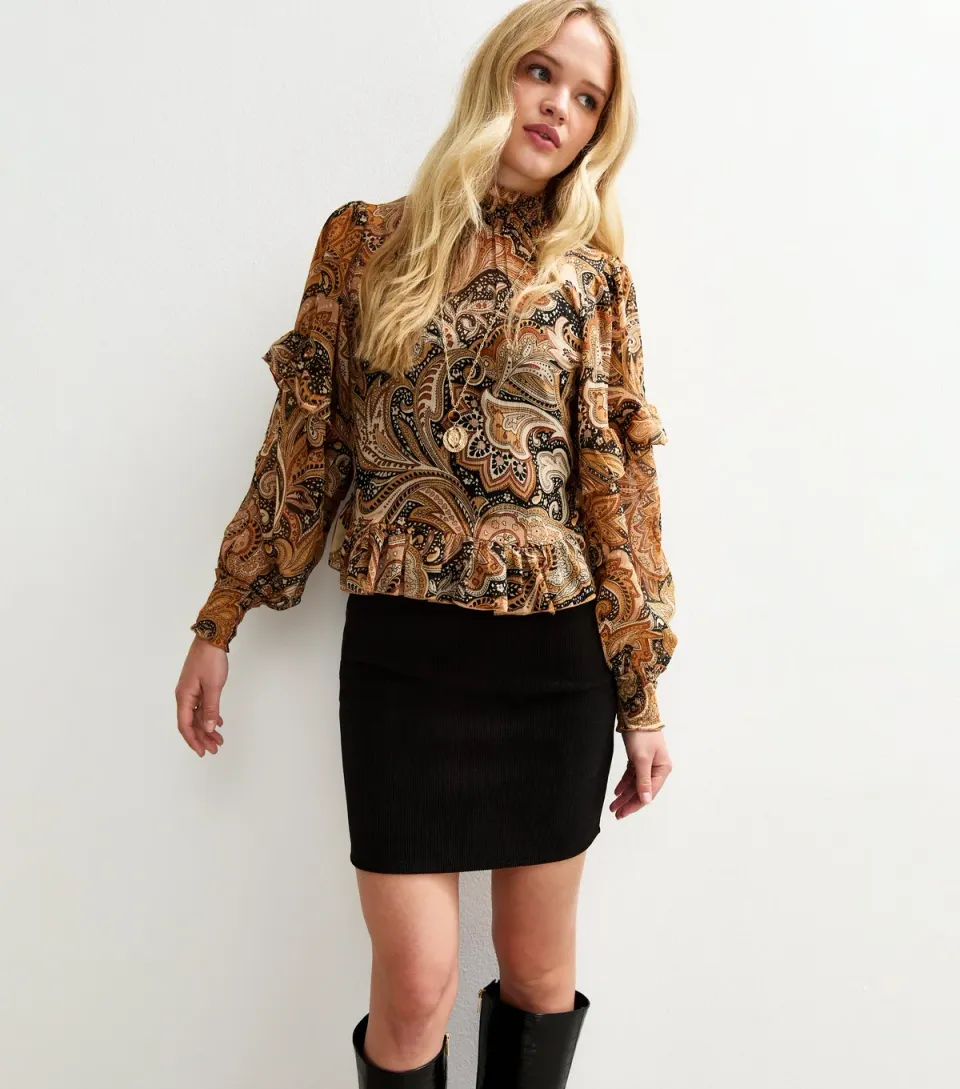 Women's Dark Khaki Corduroy Tube Mini Skirt