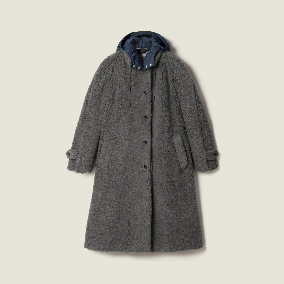 Single-breasted fleece coat