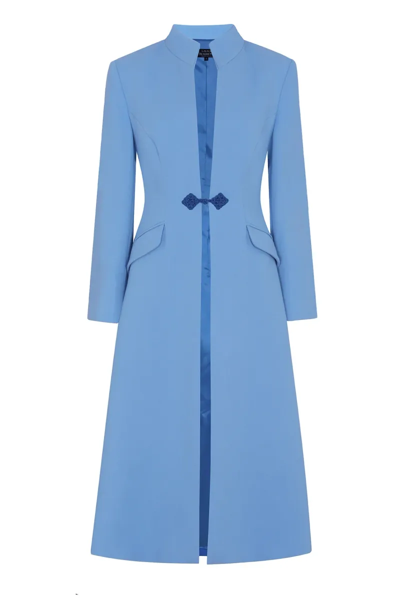 Vanessa Coat in China Blue Double Wool Crepe
