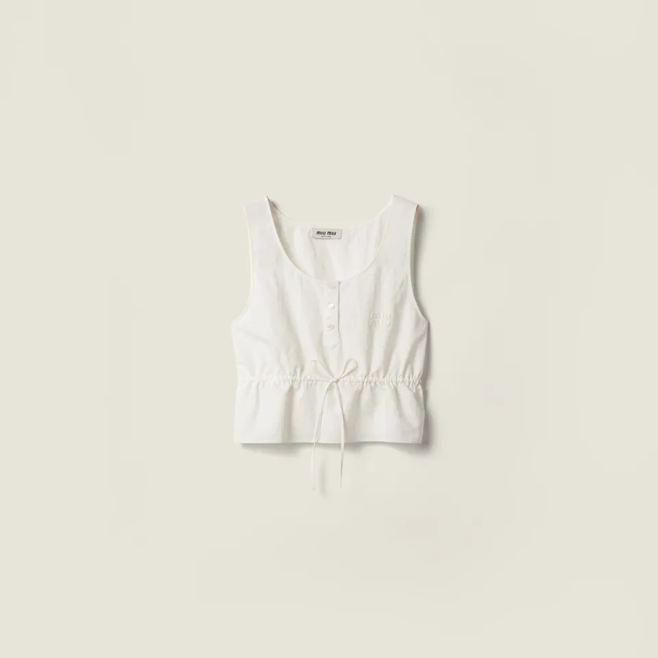 Slubbed poplin top