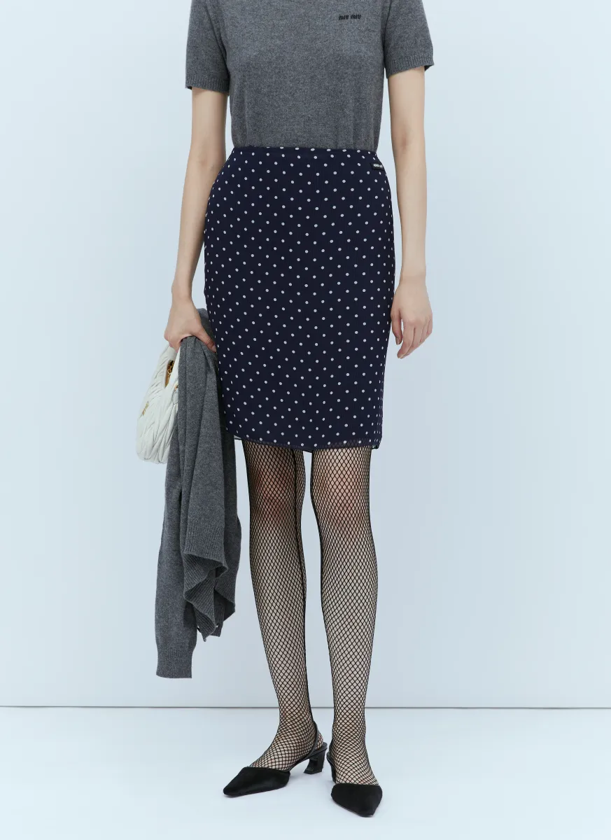 Polka-Dot Silk Chiffon Skirt