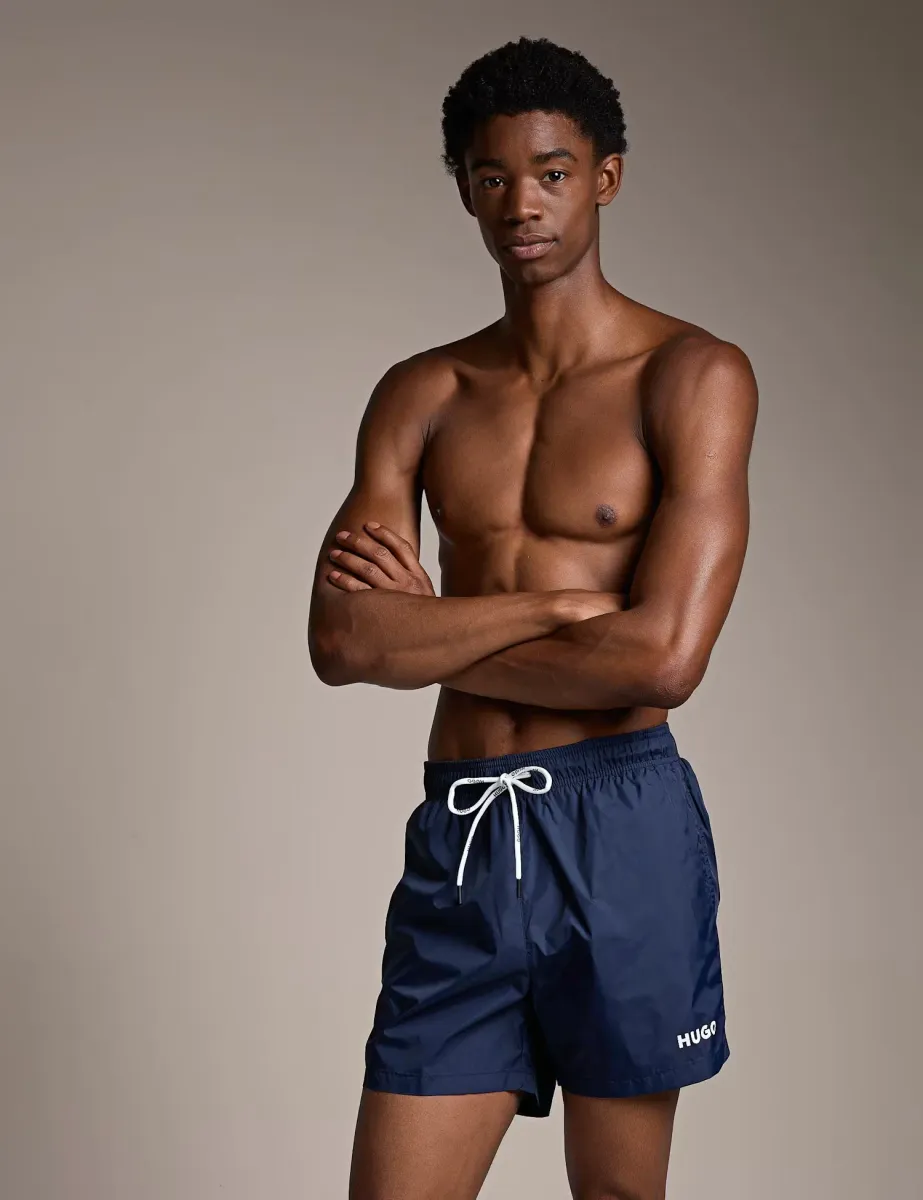 HAITI Logo Print Swim Shorts Navy