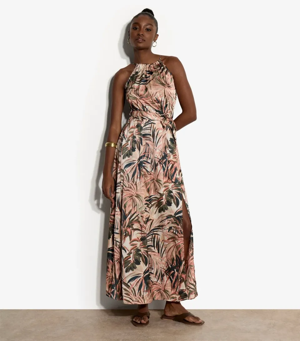 Women's Tropical Print Midi Dress