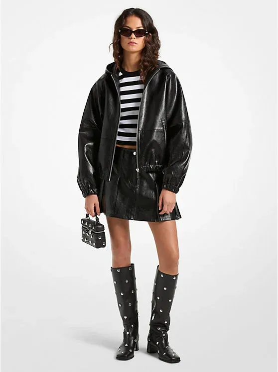 Coated Viscose Hooded Bomber Jacket