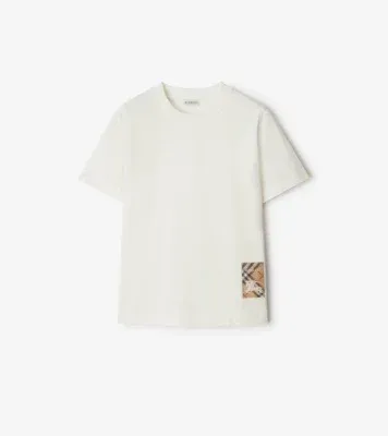 Check Label Cotton T-shirt in Chalk white