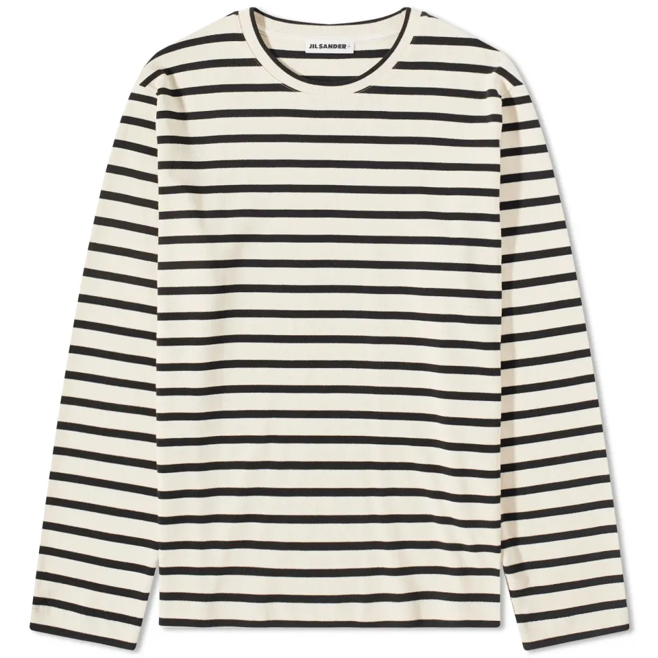 Plus Long Sleeve Striped Back Logo T-Shirt