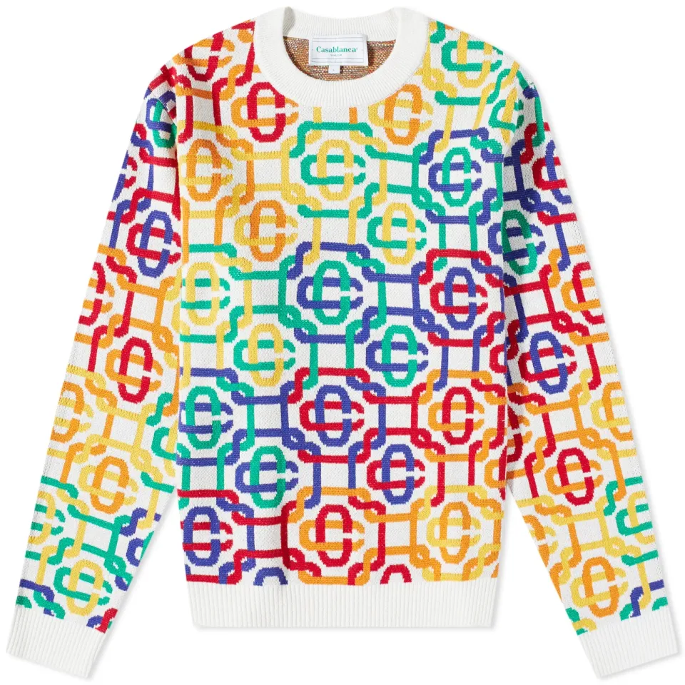 Rainbow Monogram Crew Knit