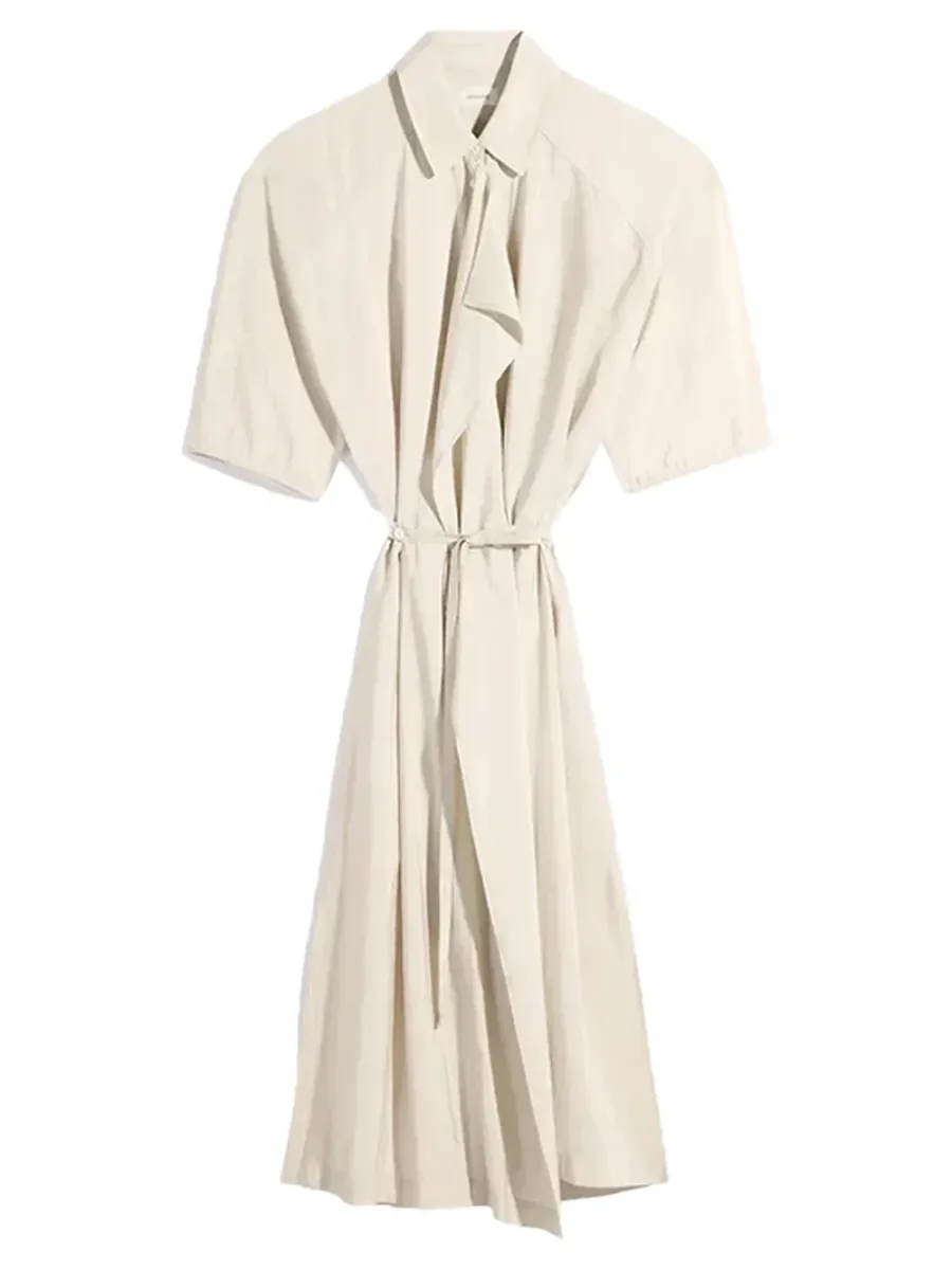 Asymmetrical Shirt Dress Oat Milk
