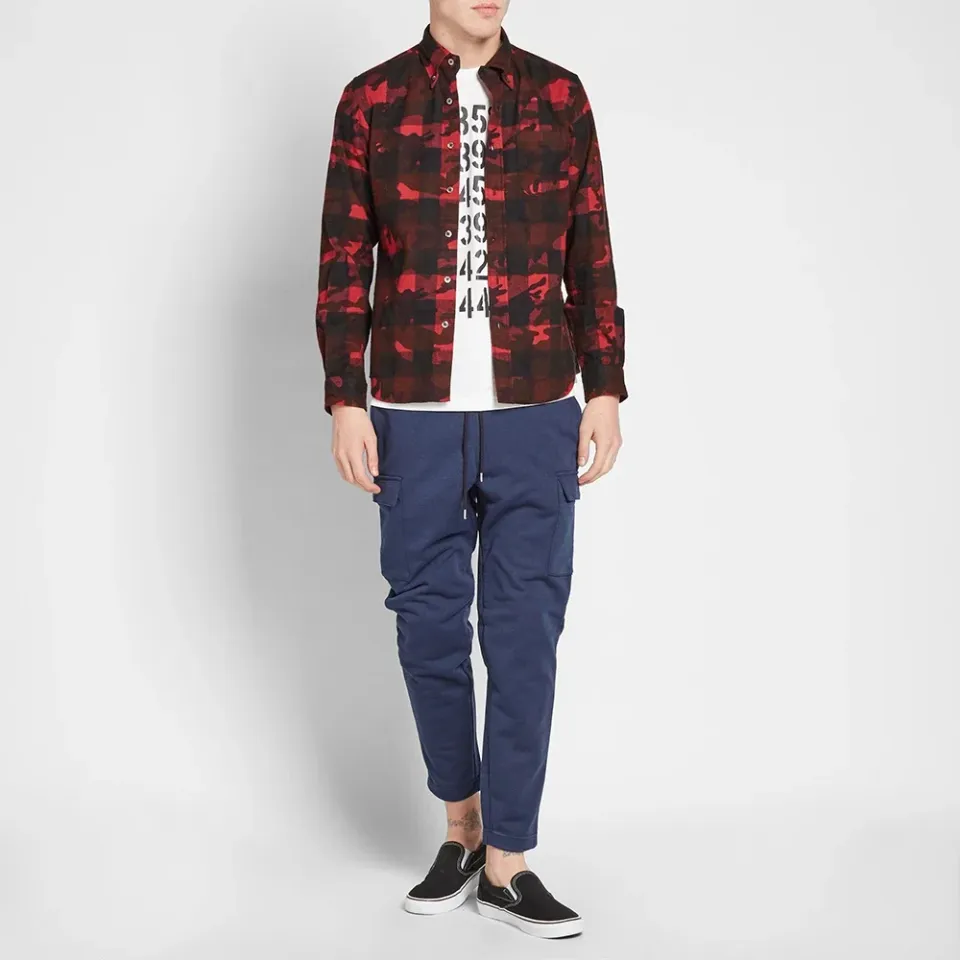 SOPHNET. Camouflage Flannel Check Shirt