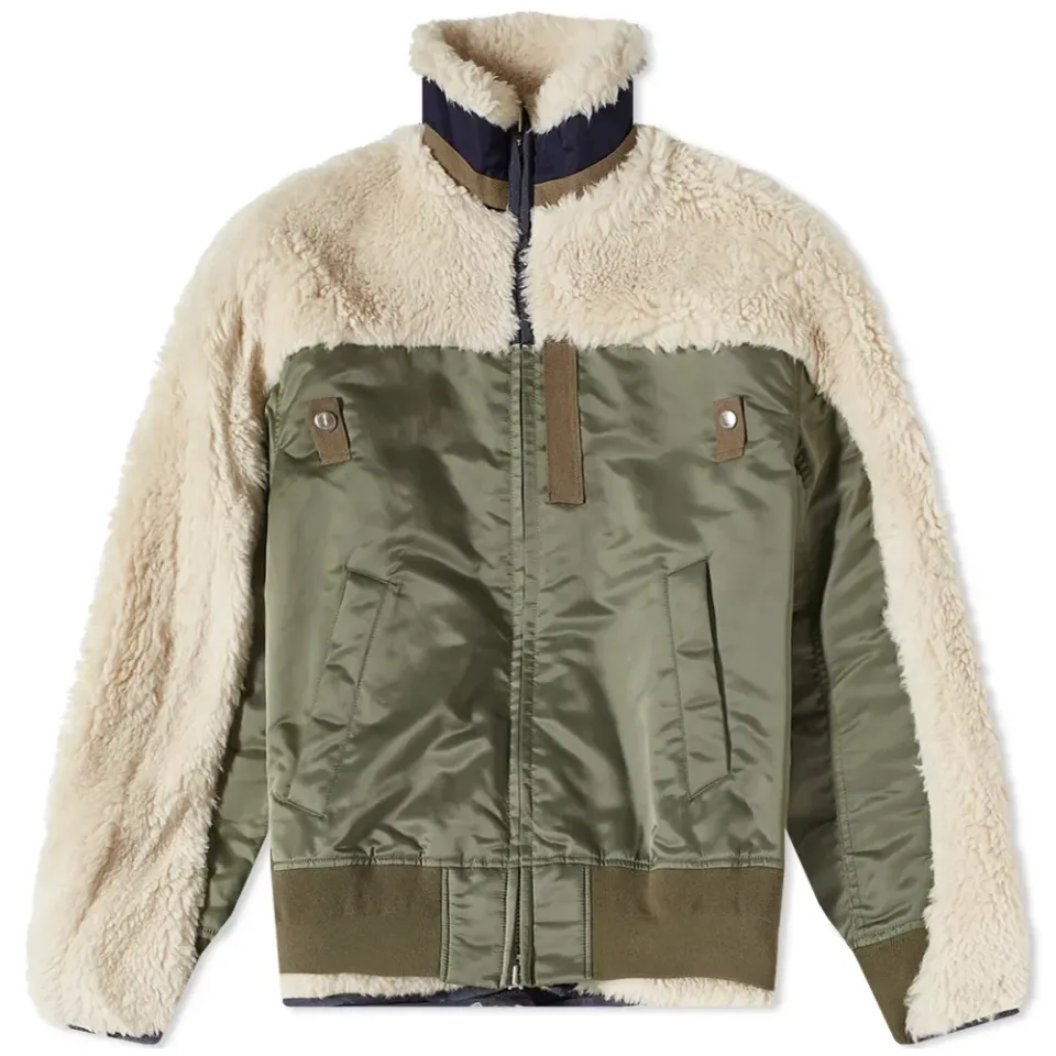 Faux Shearling Nylon Fleece Jacket