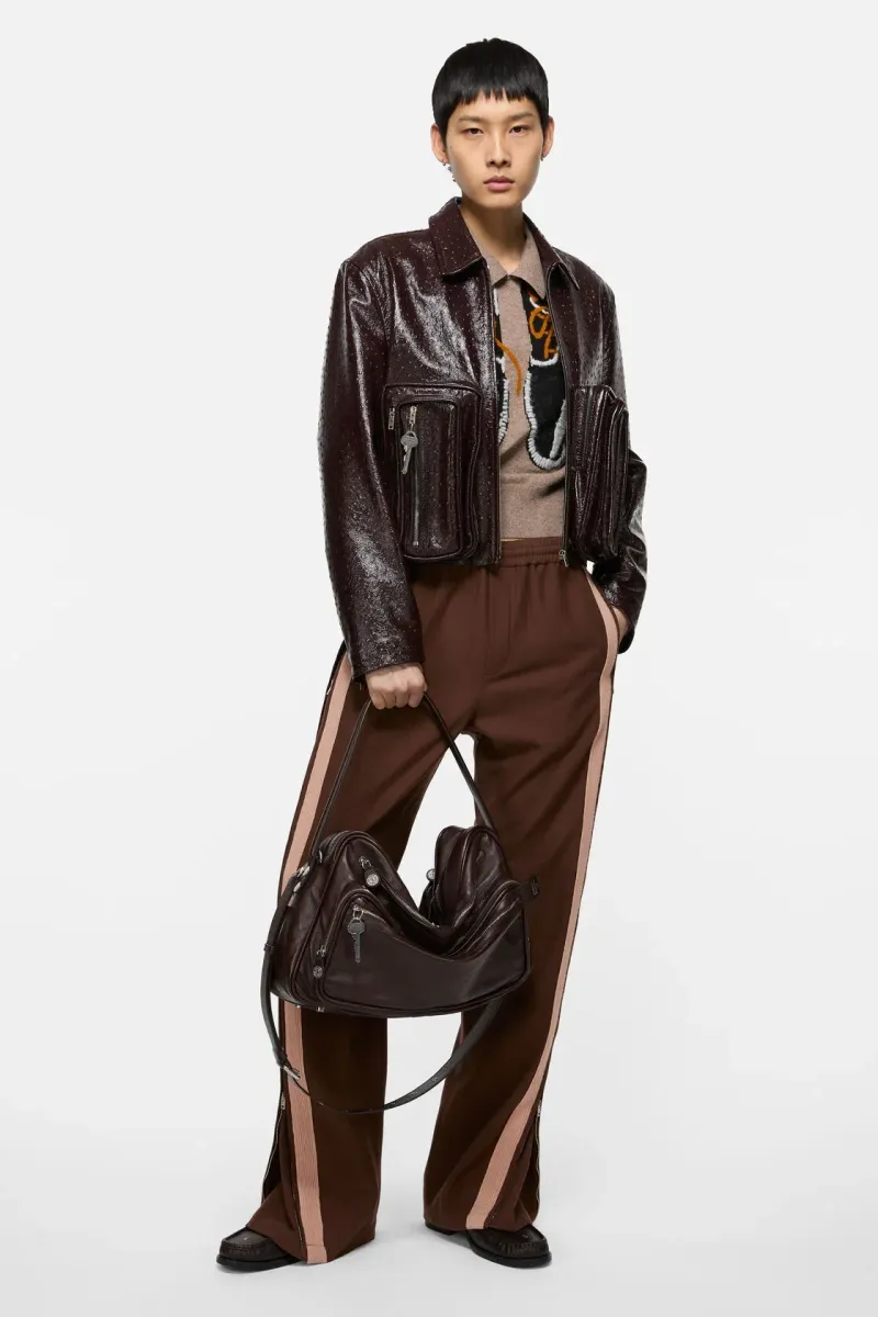 Bubble leather biker jacket