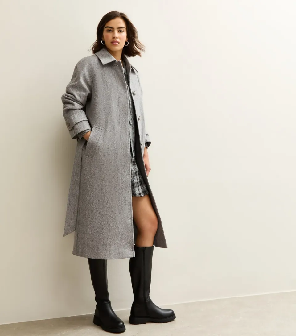 Women's Khaki Button Front Belted Midi Coat