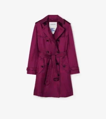 Long Silk Foxfield Trench Coat in Allium purple