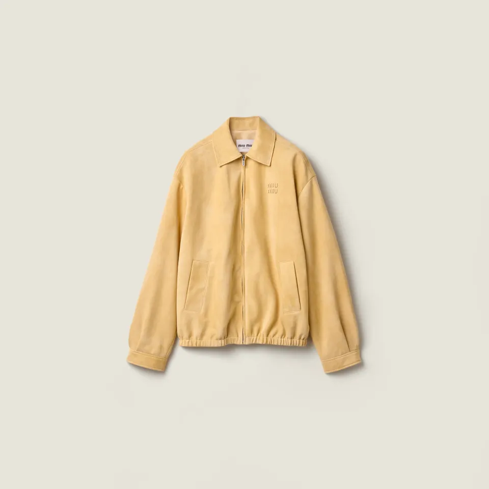 Waxed suede blouson jacket