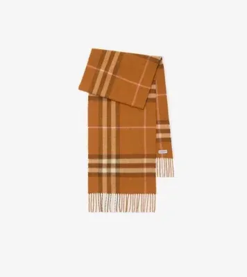 Check Cashmere Scarf in Squash orange