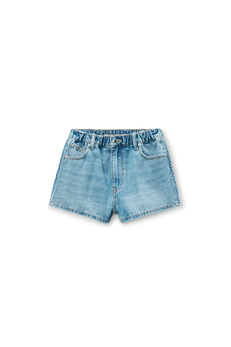 Marathon Logo-Embossed Denim Balloon Jogger Shorts