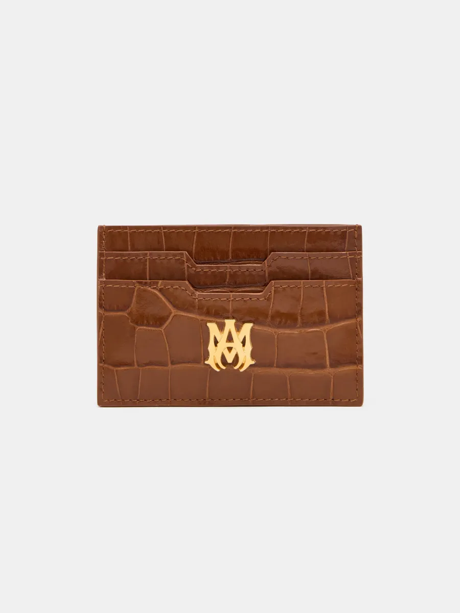 CROC EMBOSSED CARD HOLDER - MALT