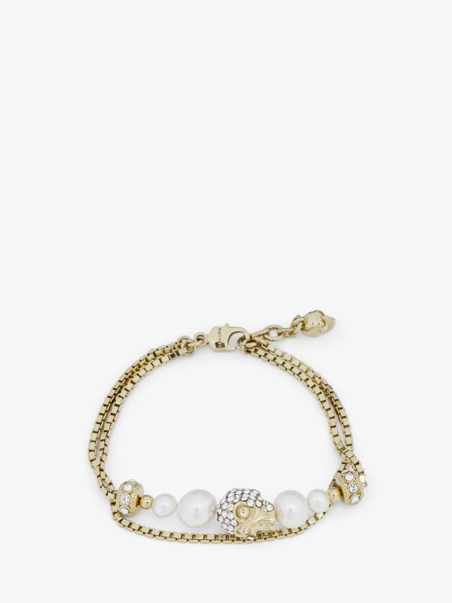 Skull and Pearl Chain Bracelet