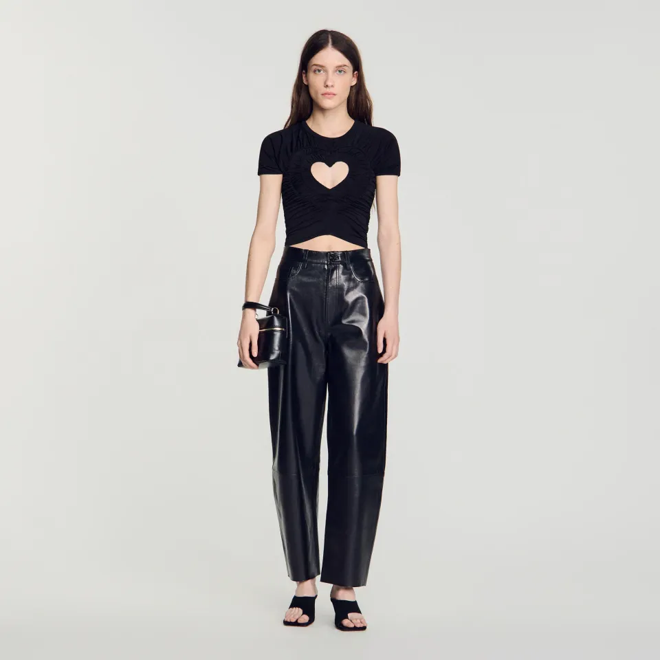 Ruched heart cropped T-shirt