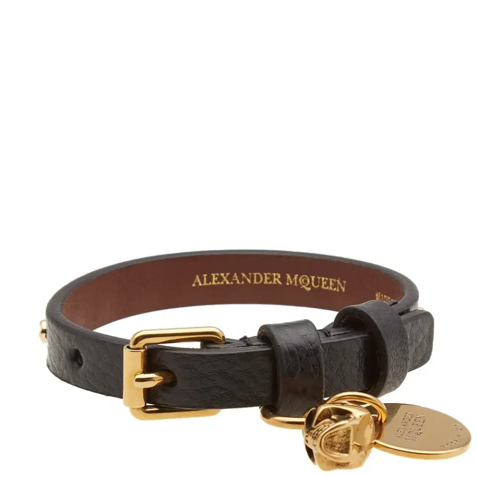 Studded Leather Skull Bracelet