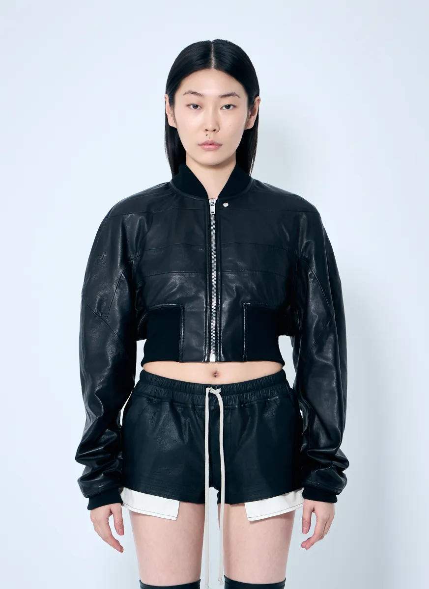 Girdered Bomber Cropped Jacket