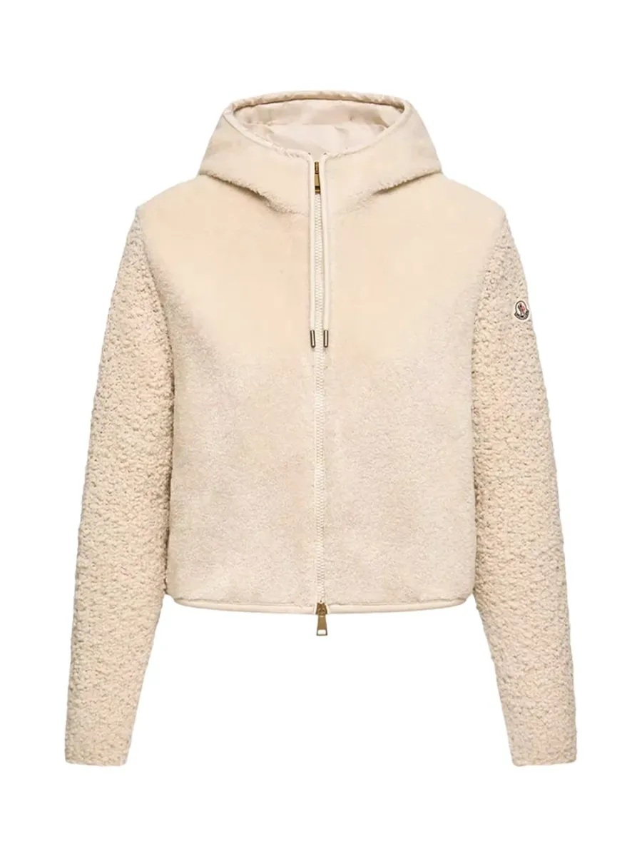Women Boucle Teddy Cardigan Ivory