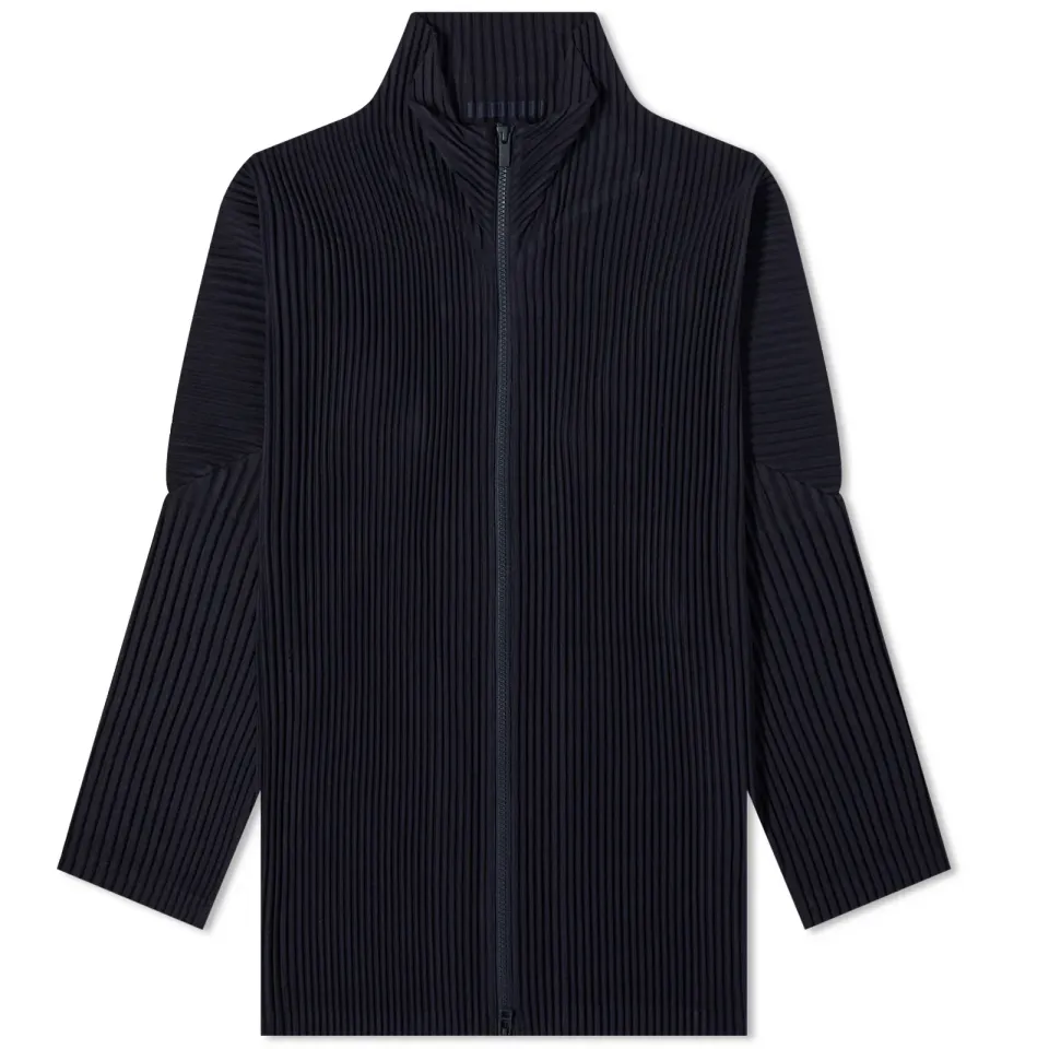 Pleated Zip Up Cardigan