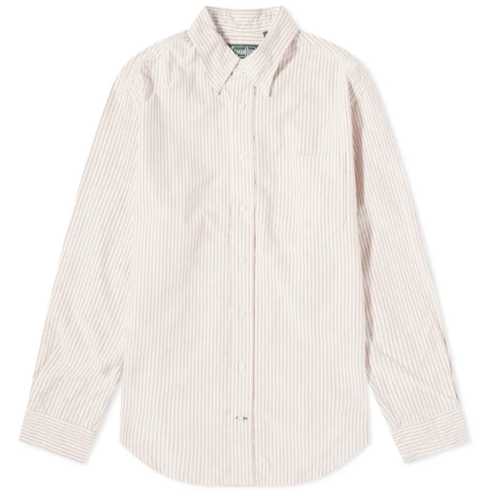 Button Down Brush Stripe Oxford Shirt