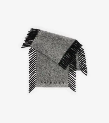 Alpaca Wool Blend Happy Scarf in Black/calico white