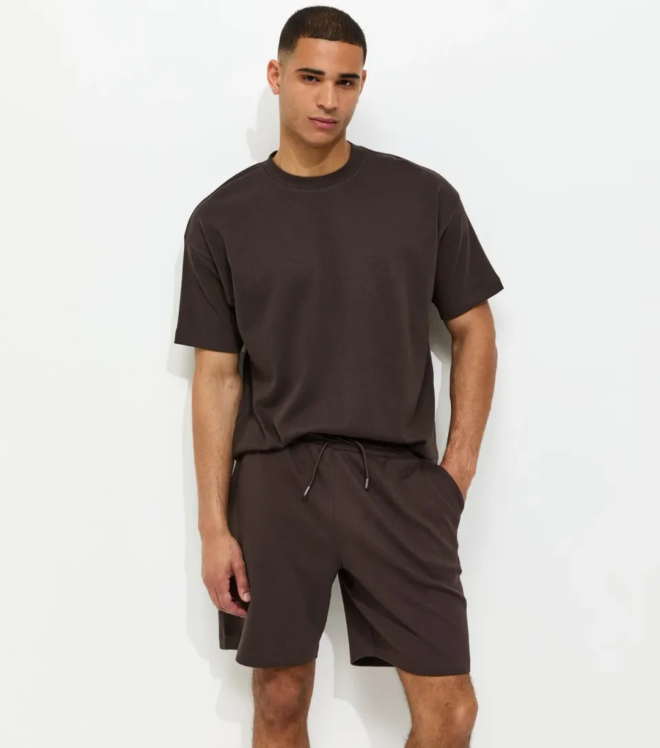Men's Light Brown Regular Panelled Jersey Shorts