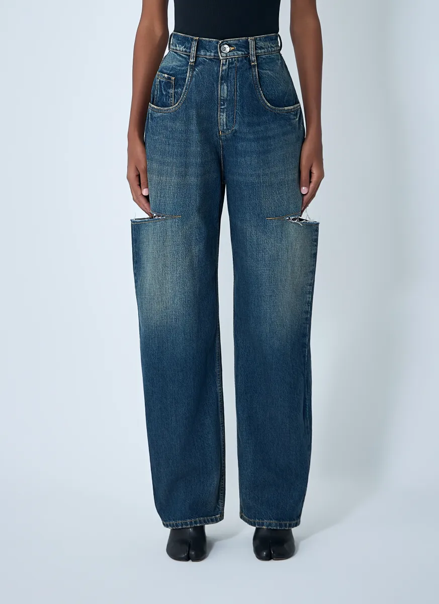 Distressed Five-Pocket Jeans