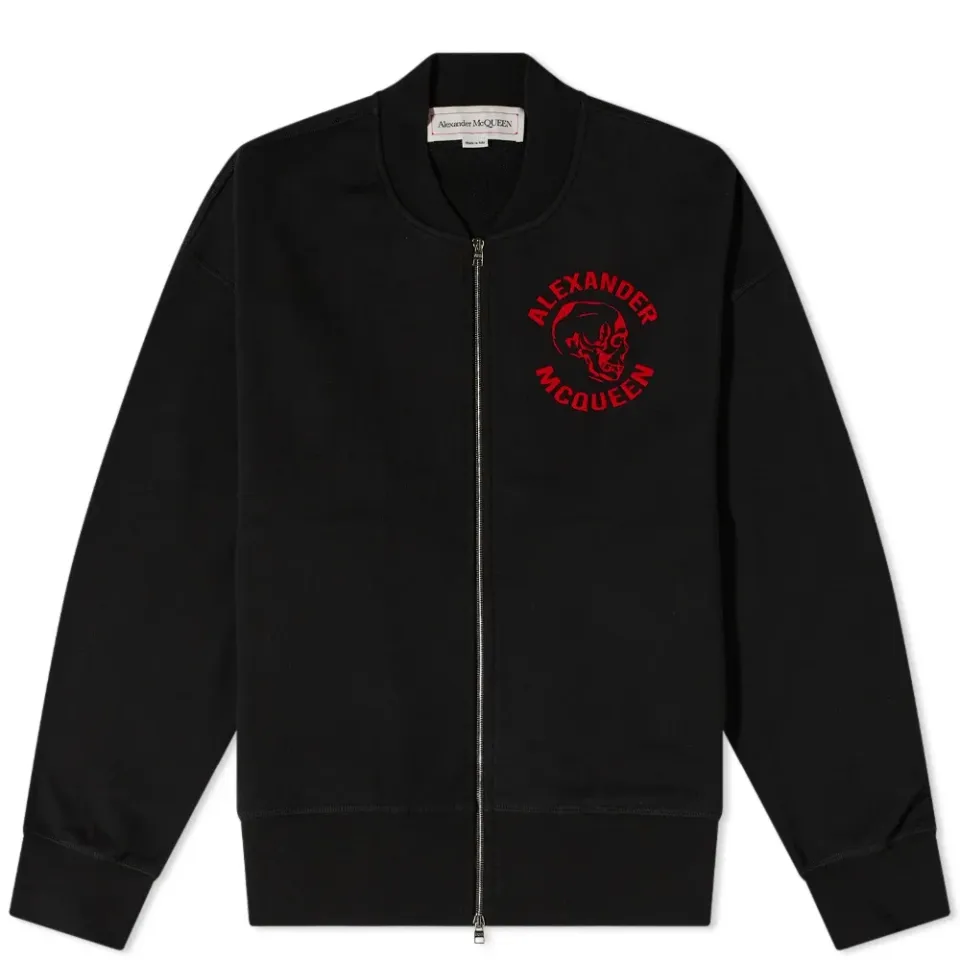 Skull Logo Jersey Bomber Jacket