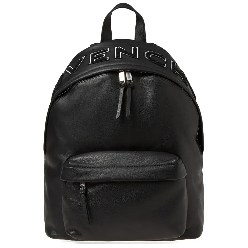 Varsity Logo Leather Backpack