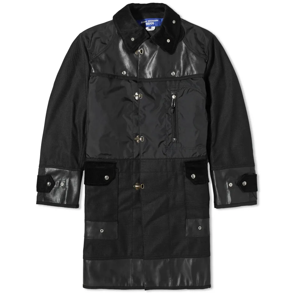 Nylon Oxford & Synthetic Leather Overcoat