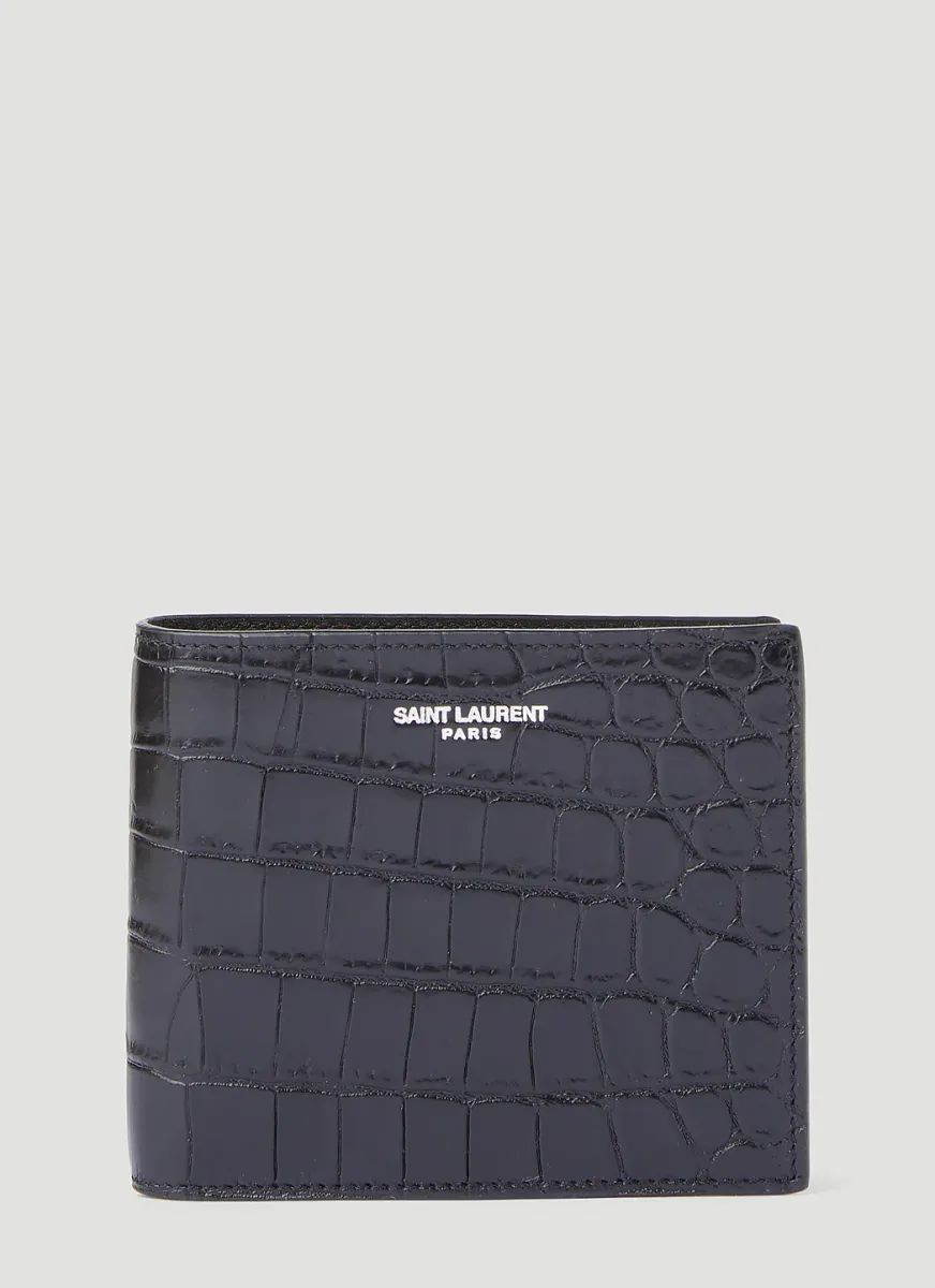 Croc-Embossed Bi-Fold Wallet