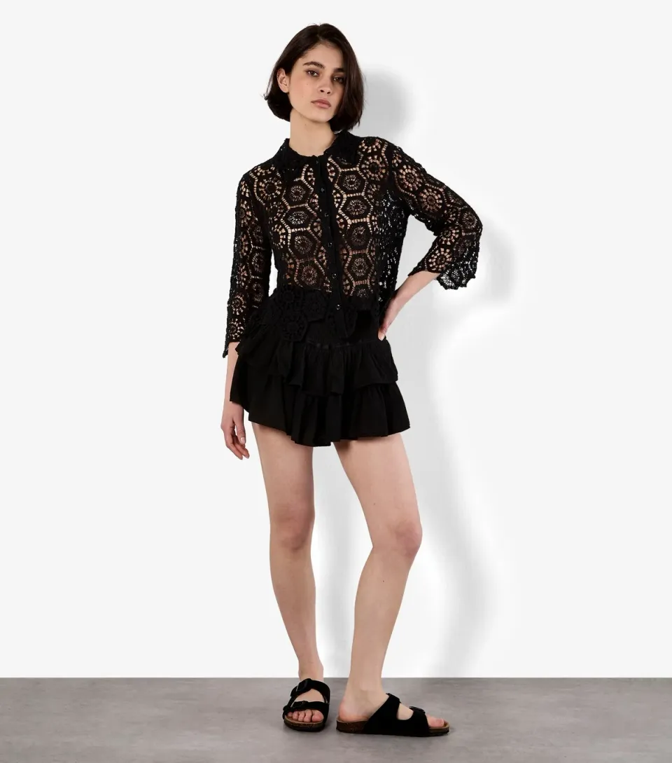Women's Black Layered Smock Skirt