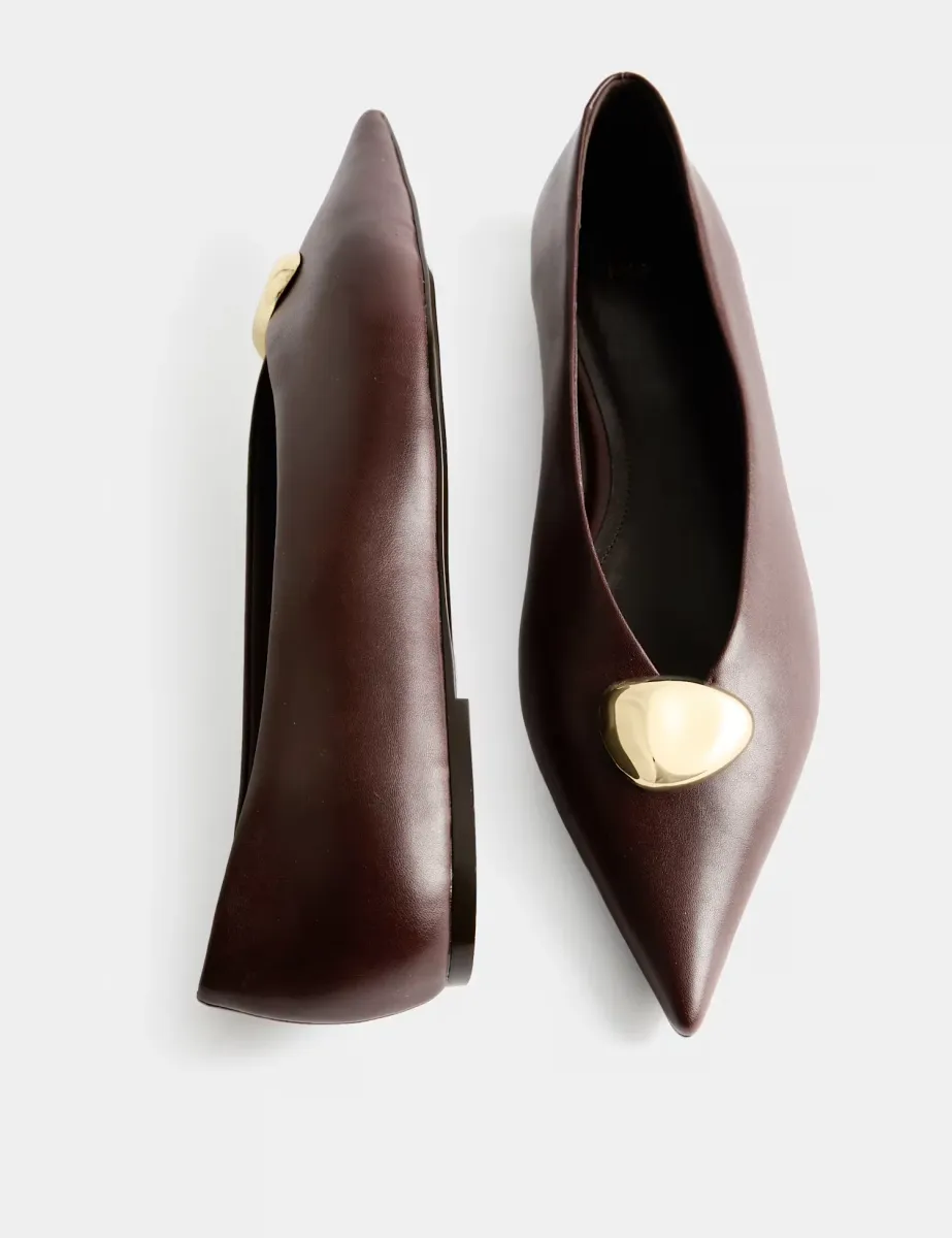 Trim Pointed Toe Ballet Pumps