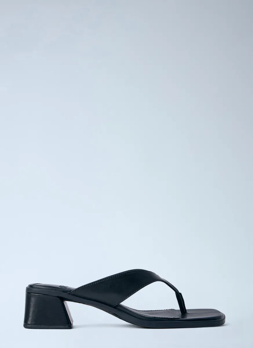 Leather Block Heel Sandals