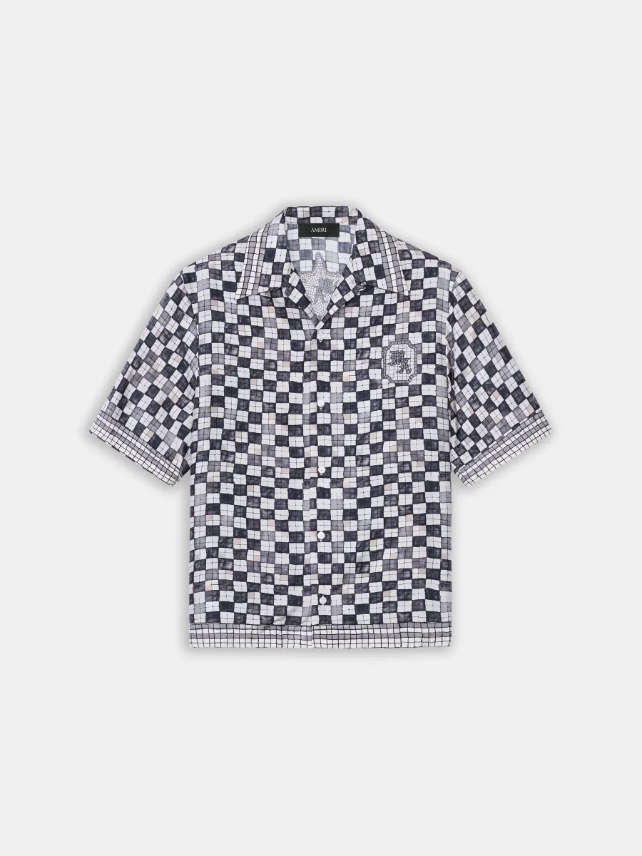 MA CHECKERED BOWLING SHIRT - Taupe