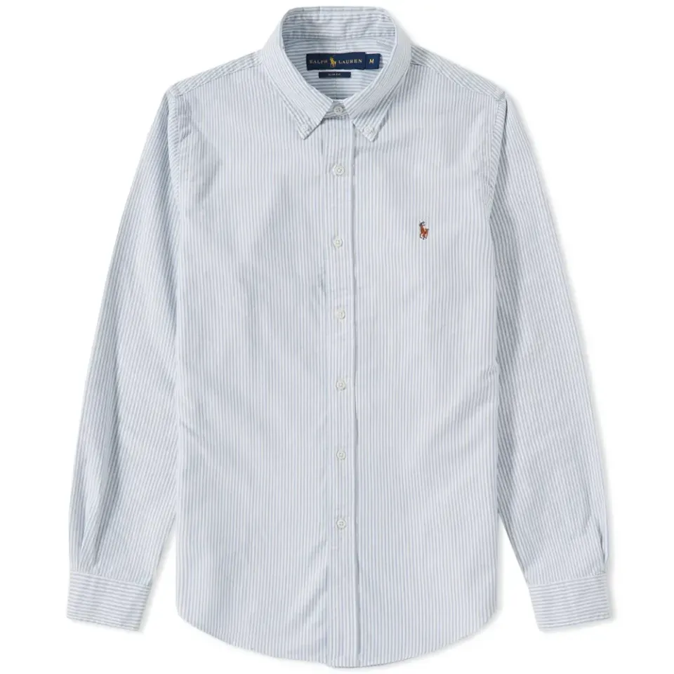 Slim Fit Button Down Stripe Oxford Shirt