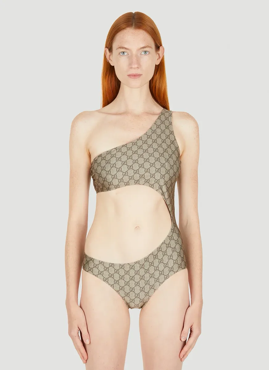 GG Asymmetric Cut-Out Swimsuit