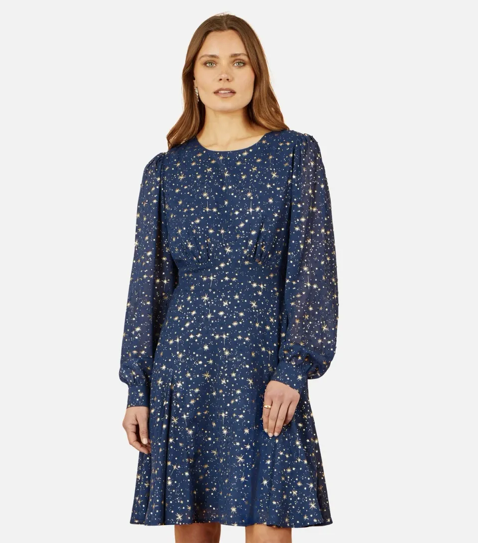 Women's Navy Star Print Dress