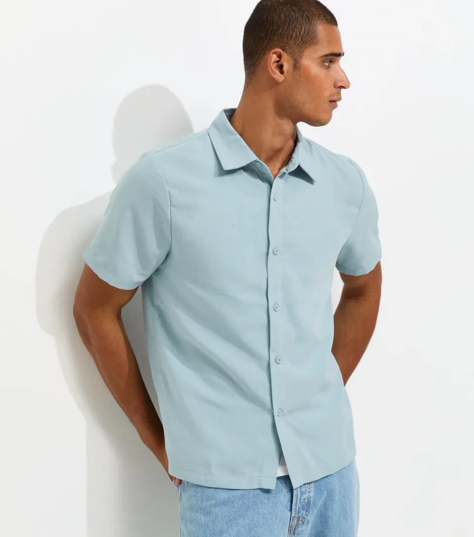 Men's Light Blue Short Sleeve Regular Fit Shirt