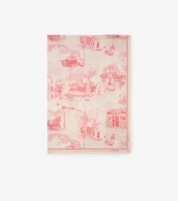 London Landmarks Wool Silk Scarf in Cami pink