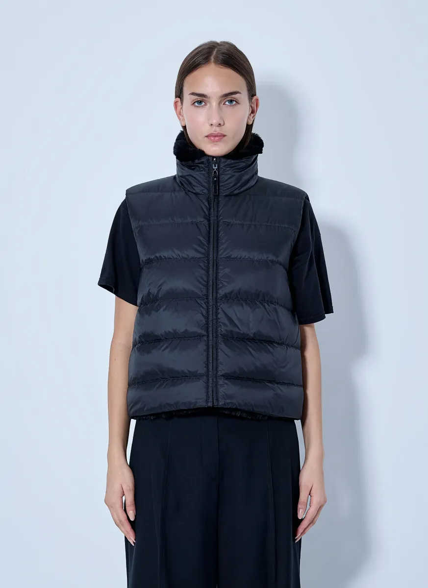 Padded Vest with High Collar